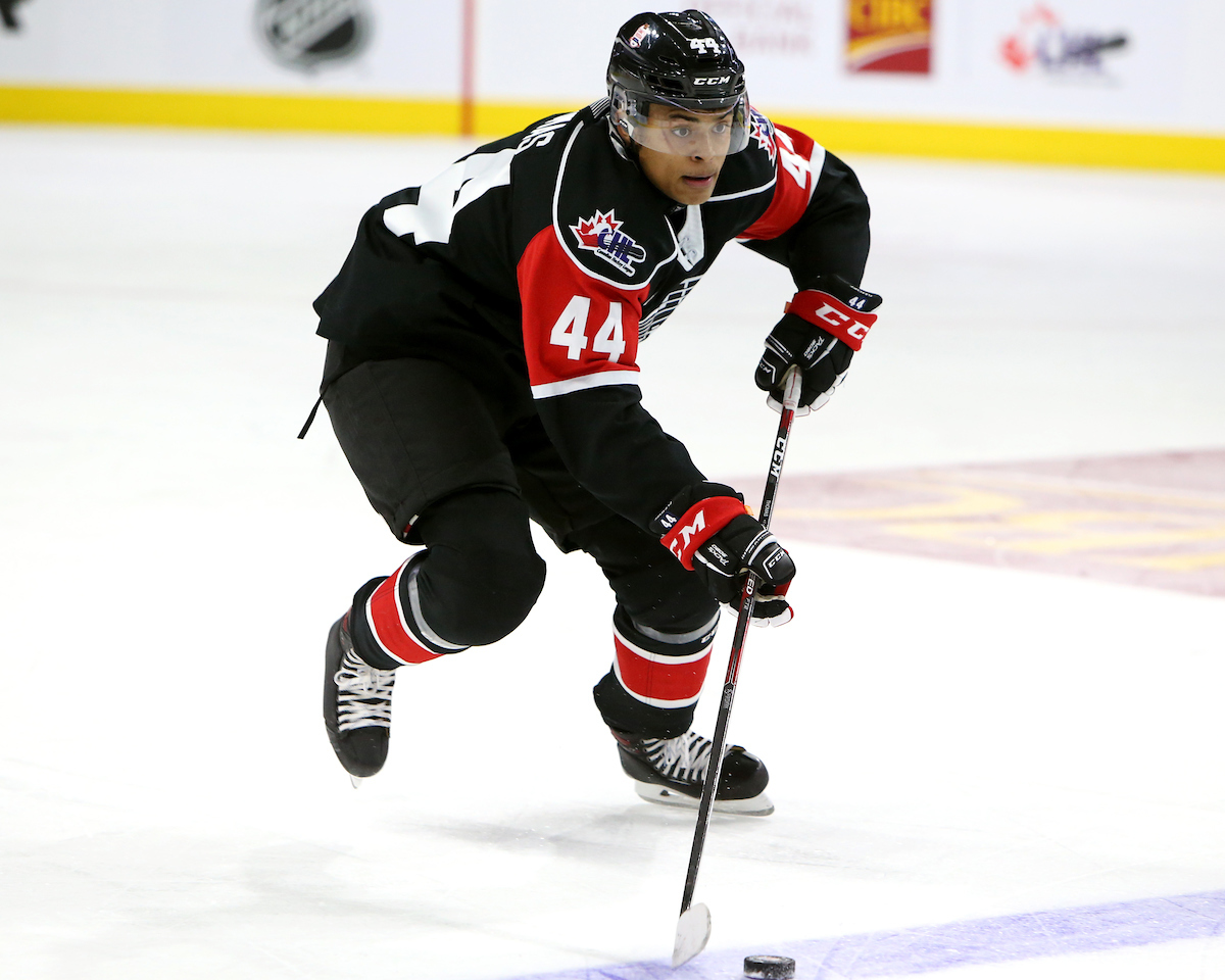 L.A. Kings prospect and Niagara IceDogs captain Akil Thomas suiting up for Team OHL. Photo by Luke Durda/OHL Images
