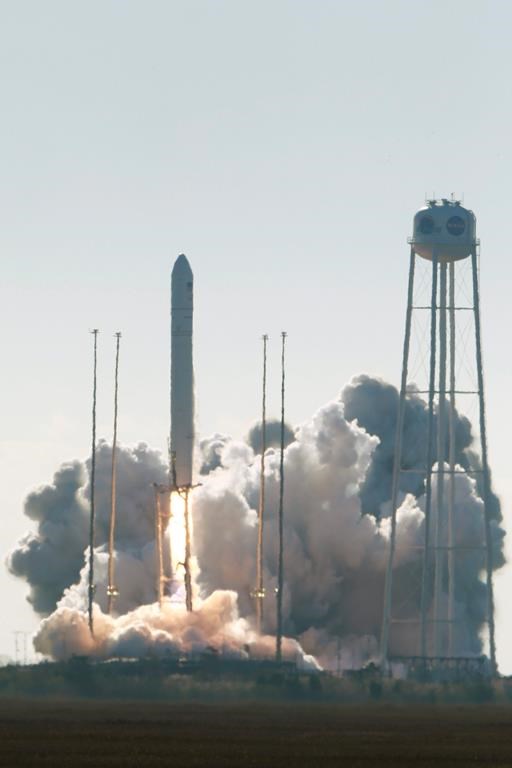 Northrop Grumman's Antares rocket lift off the launch pad at NASA Wallops Flight facility in Wallops Island, Va., Saturday, Nov. 2, 2019.