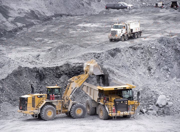 Excavators work at Atlantic Gold Corporation's Touquoy open pit gold mine in Moose River Gold Mines, N.S. on June 6, 2017. 