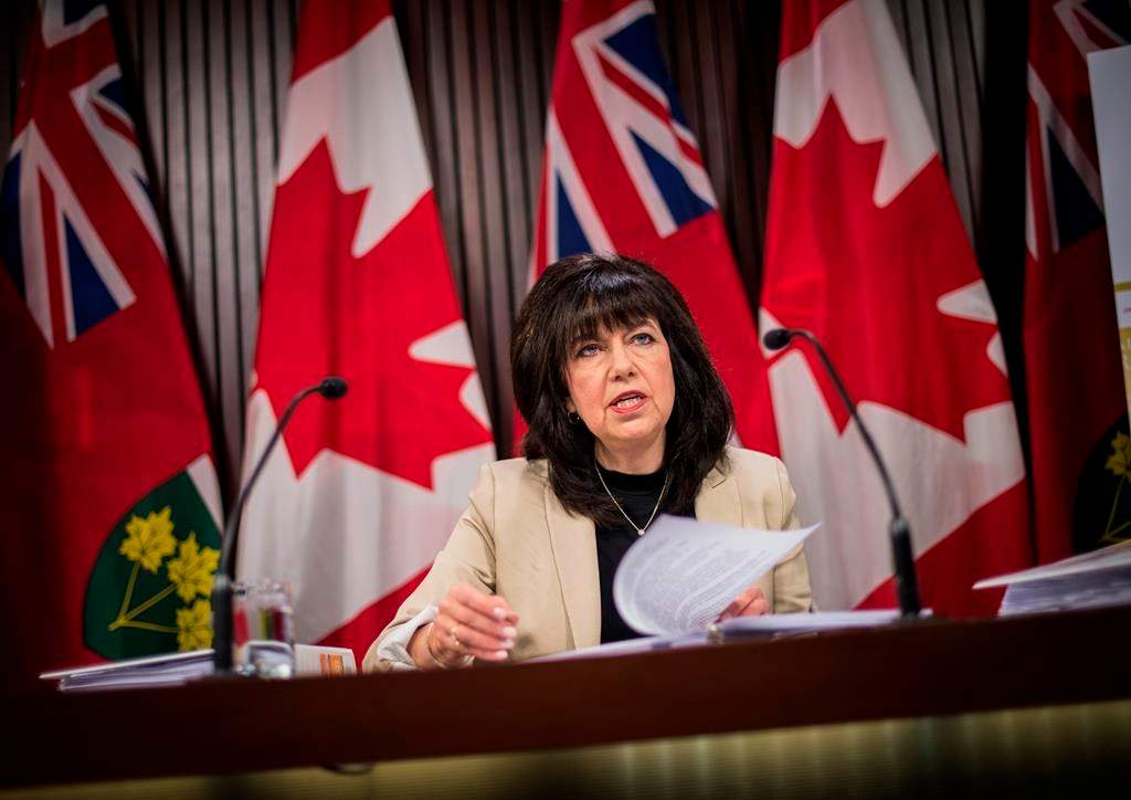 Ontario Auditor General Bonnie Lysyk speaks during a press conference at Queens Park after the release her 2019 annual report in Toronto on Wednesday December 4, 2019. The report highlighted that Ontario was not on track to acheiving it's emissions reductions targets. THE CANADIAN PRESS/Aaron Vincent Elkaim.