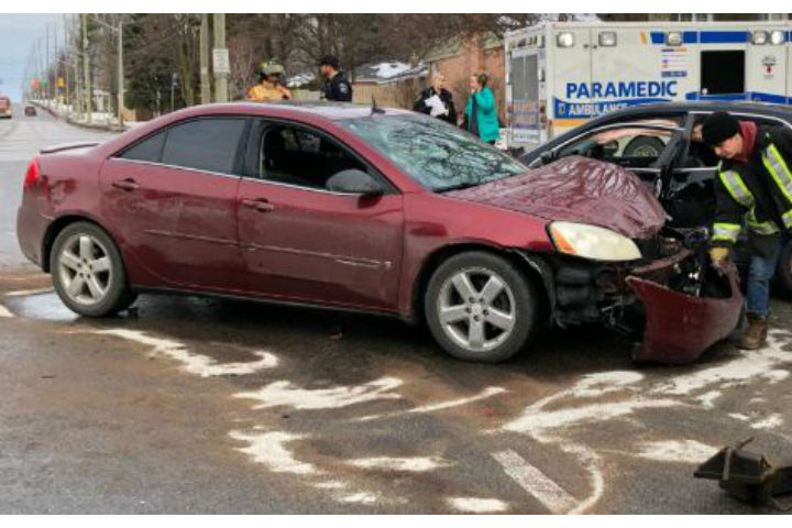Barrie police attended two crashes on Friday morning, one of which sent a driver to a local hospital with minor injuries.