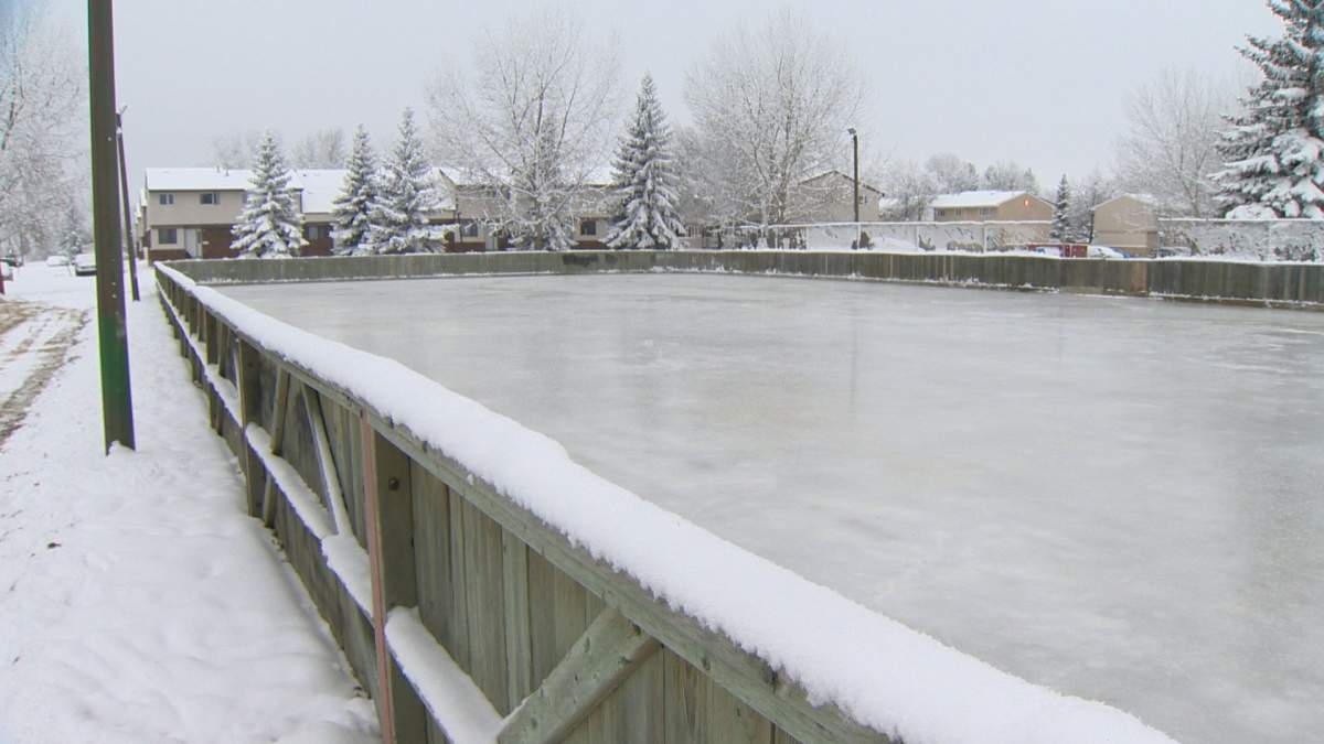 Regina city workers began flooding the outdoor skating rinks on Tuesday. They are expected to ready for Dec. 20.