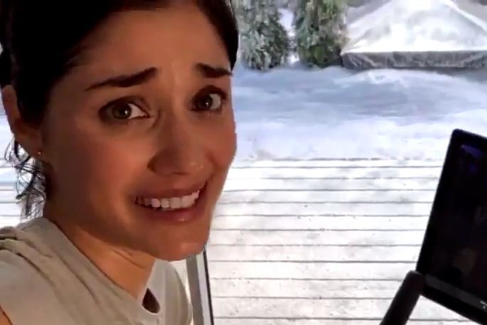 ‘Grace from Boston’ smiles nervously in this still image from a Peloton commercial.