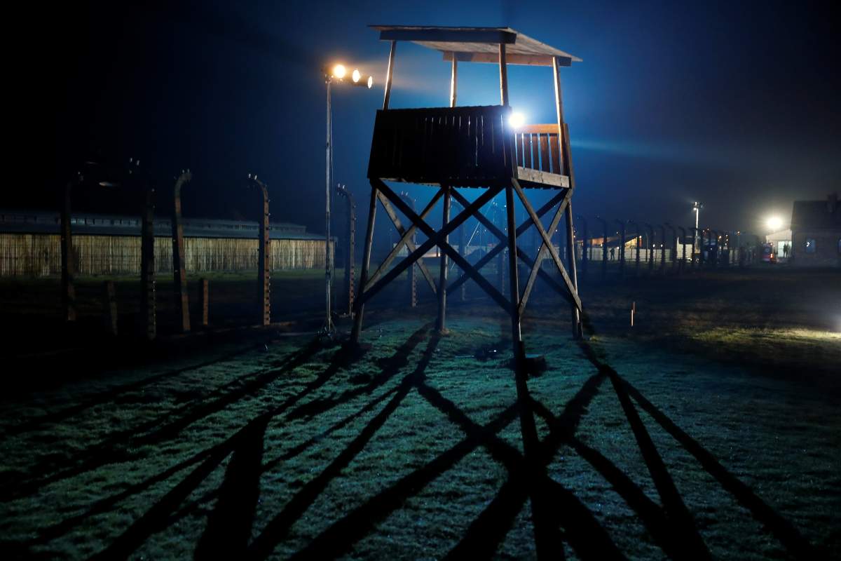 A sentry box is pictured on the site of the former Nazi German concentration and extermination camp Auschwitz II-Birkenau, during the ceremonies marking the 75th anniversary of the liberation of the camp and International Holocaust Victims Remembrance Day, in Brzezinka near Oswiecim, Poland, January 27, 2020.