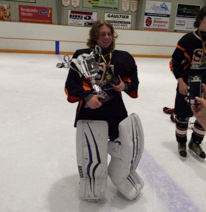 Devon Blackmore was a goalie for a Salmon Arm Midget recreational hockey team during the 2014/2015 season.