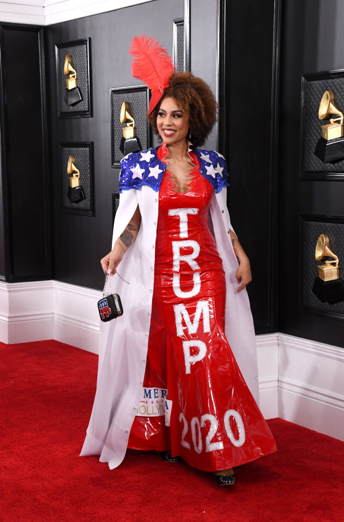Singer Joy Villa wears ‘Trump 2020’ dress at the Grammy Awards - image