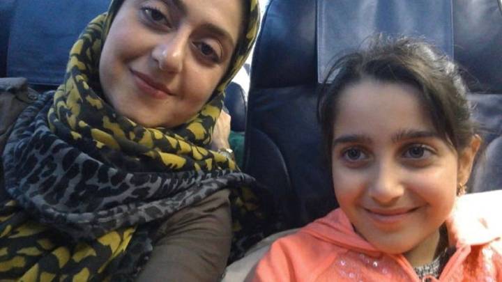 Saharnaz Haghjoo and Elsa Jadidi are shown in a photo taken before the Ukrainian Airlines flight took off.