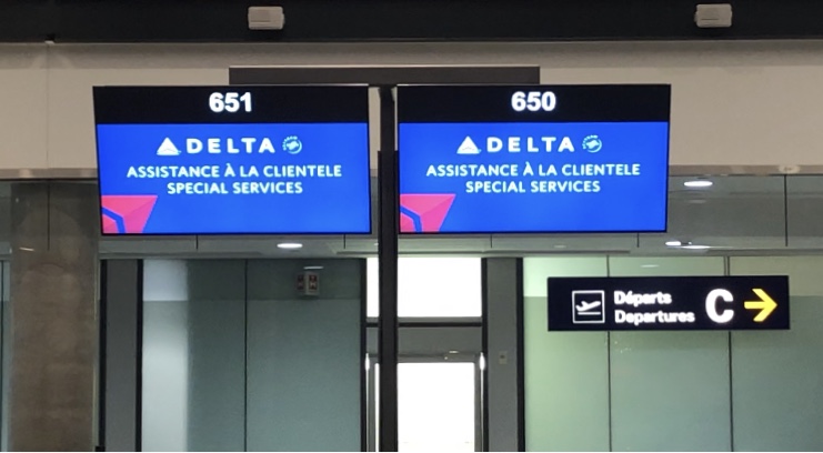 A Delta Airlines counter at Montreal's Pierre Elliot Trudeau Airport. Monday January 6, 2020.