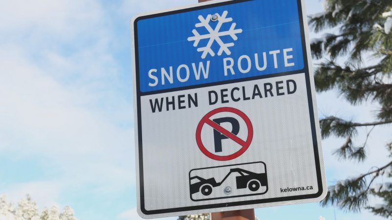 The City of Kelowna has declared a parking ban on snow routes. 