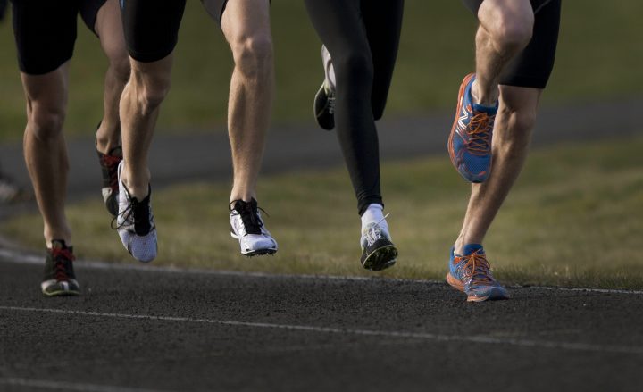 FILE PHOTO: Runners from a program overseen by coach Dave Scott-Thomas at a training session in Guelph Apr. 11, 2012. 