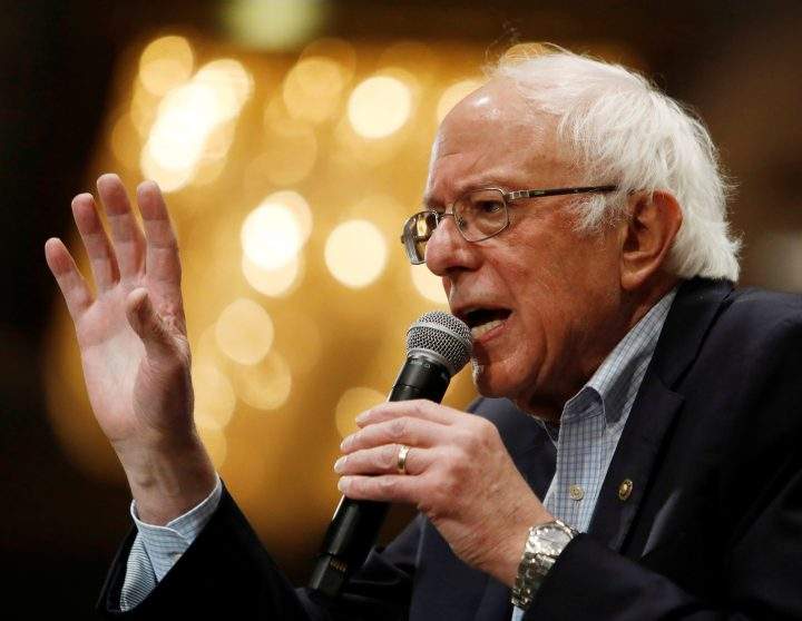 Democratic U.S. presidential candidate Senator Bernie Sanders speaks at a campaign rally in Durham, North Carolina, U.S., Feb. 14, 2020.   