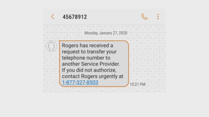 A message received after an act of cellphone porting.