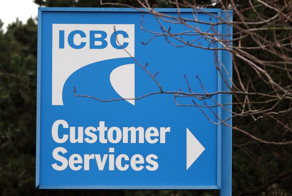 Signage for ICBC (Insurance Corporation of British Columbia) is shown in Victoria, B.C., on February 6, 2018.
