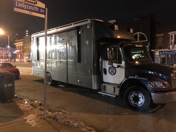 Police on scene investigating a shooting in Toronto’s east end on Wednesday, Feb. 5, 2020.