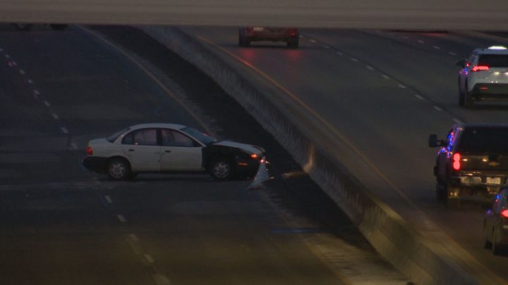 A woman was taken to hospital in life-threatening condition after a crash on Glenmore Trail in Calgary on Saturday, Feb. 22, 2020.