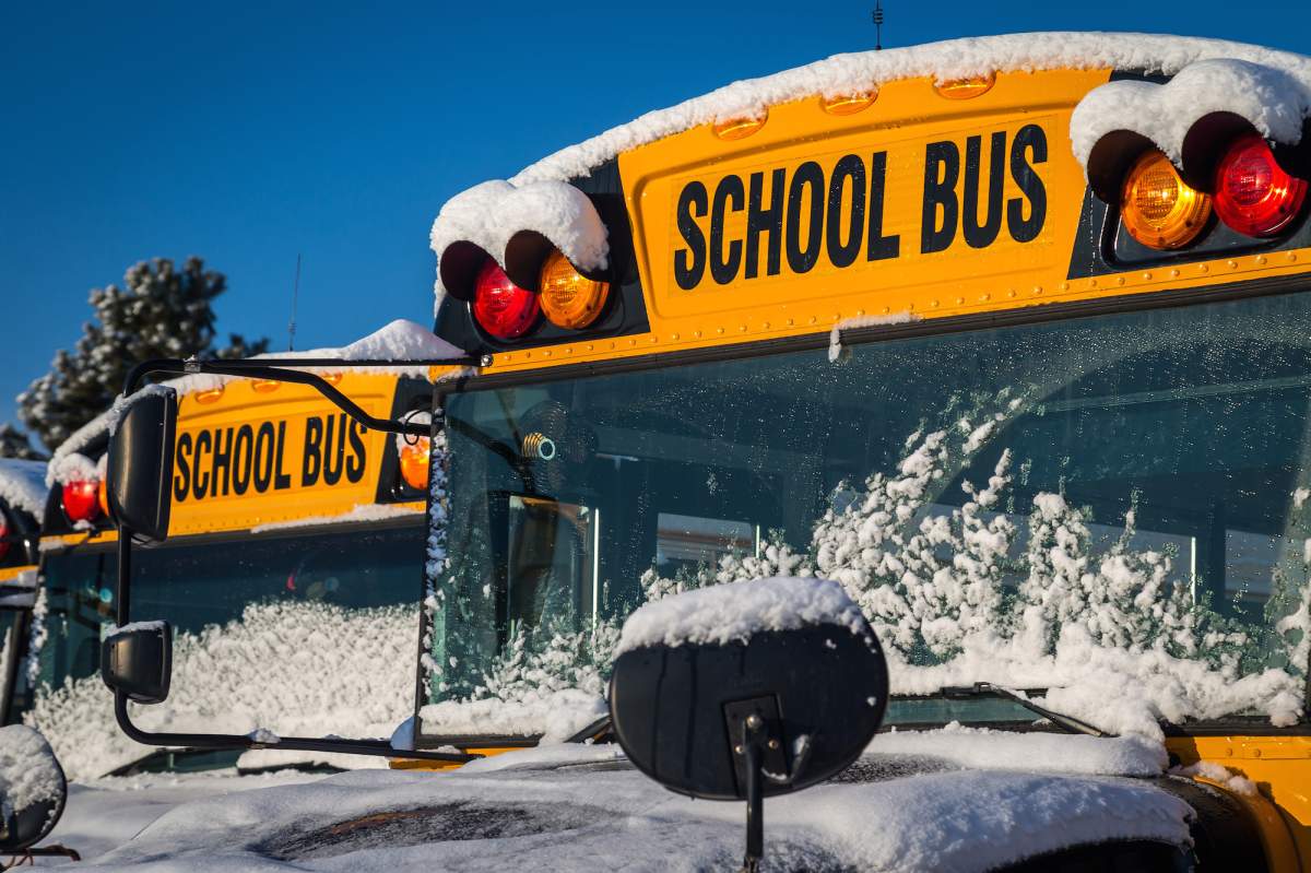 winter snow school bus generic