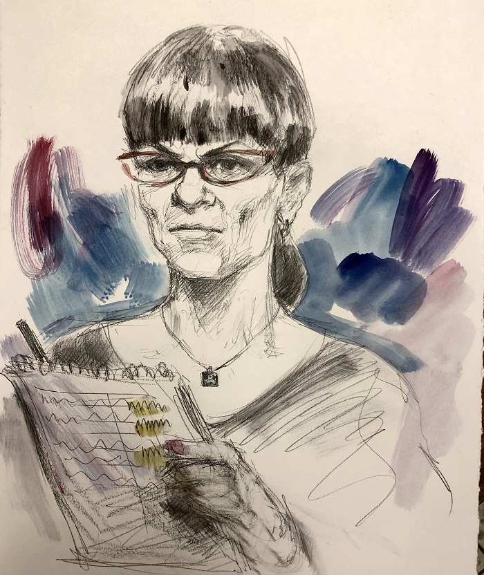 Sketch of Christie Blatchford by Pam Davies