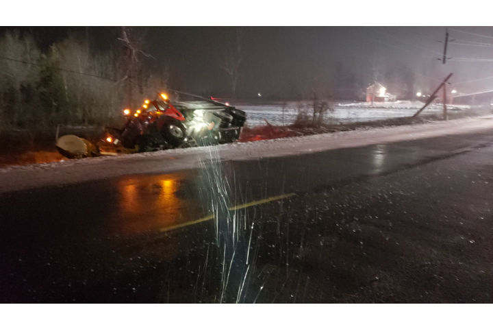 When officers arrived, police say they found a snowplow had left the road and rolled onto its side.
