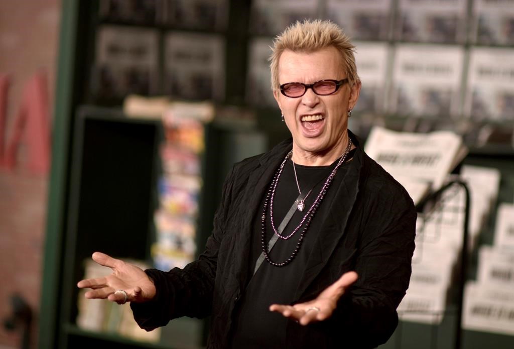 FILE - This Oct. 24, 2019, file photo shows Billy Idol at the Los Angeles premiere of 'The Irishman.' The rock icon will be in Halifax on Aug. 23 on his cross-Canada 'Rebel Yell' tour. (Photo by Richard Shotwell/Invision/AP, File).