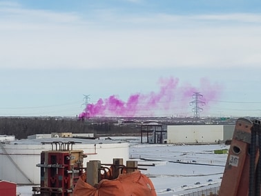 Pink smoke seen near Edmonton's Waste Management Facility on Feb. 28, 2020.