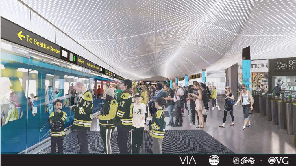 Rob Johnson, the vice-president of transportation for NHL Seattle, says as long as you have a ticket to the hockey game, your monorail fare to the new arena will be covered.
