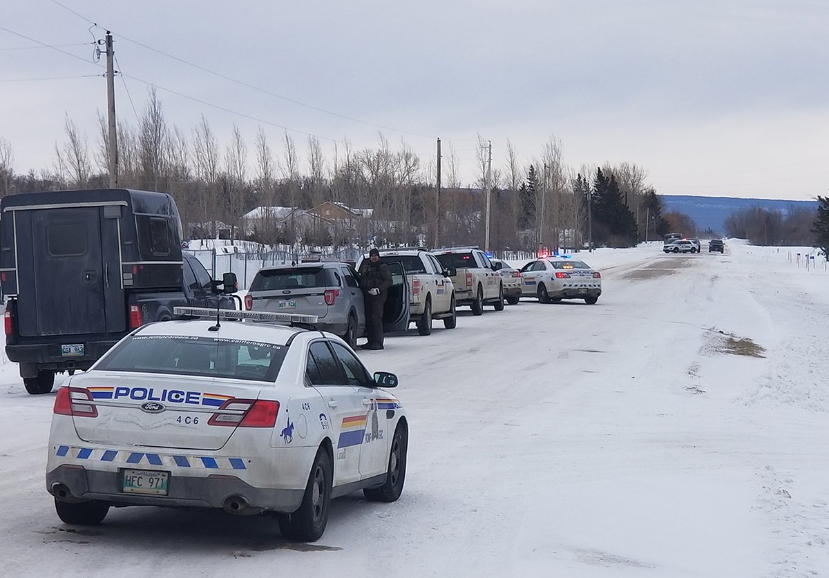 Manitoba RCMP at a home in Eclipse, Man.