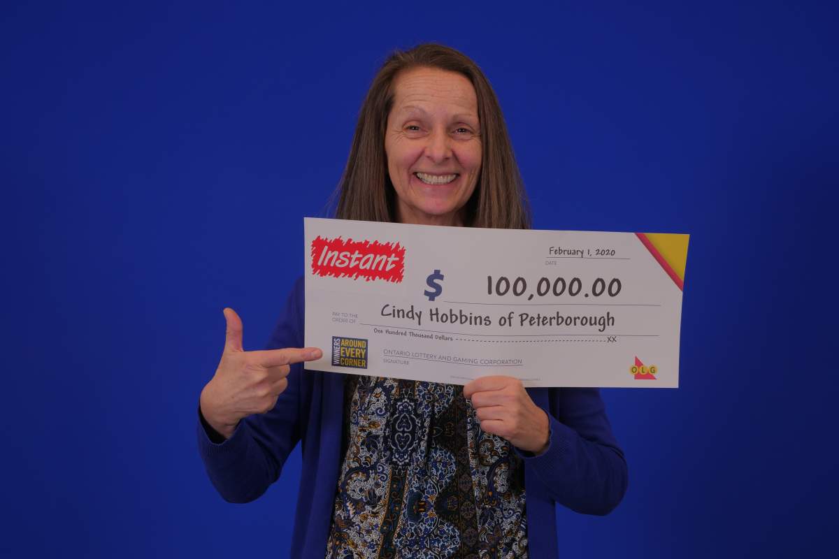 Cindy Hobbins of Peterborough won $100,000 on Instant Win.