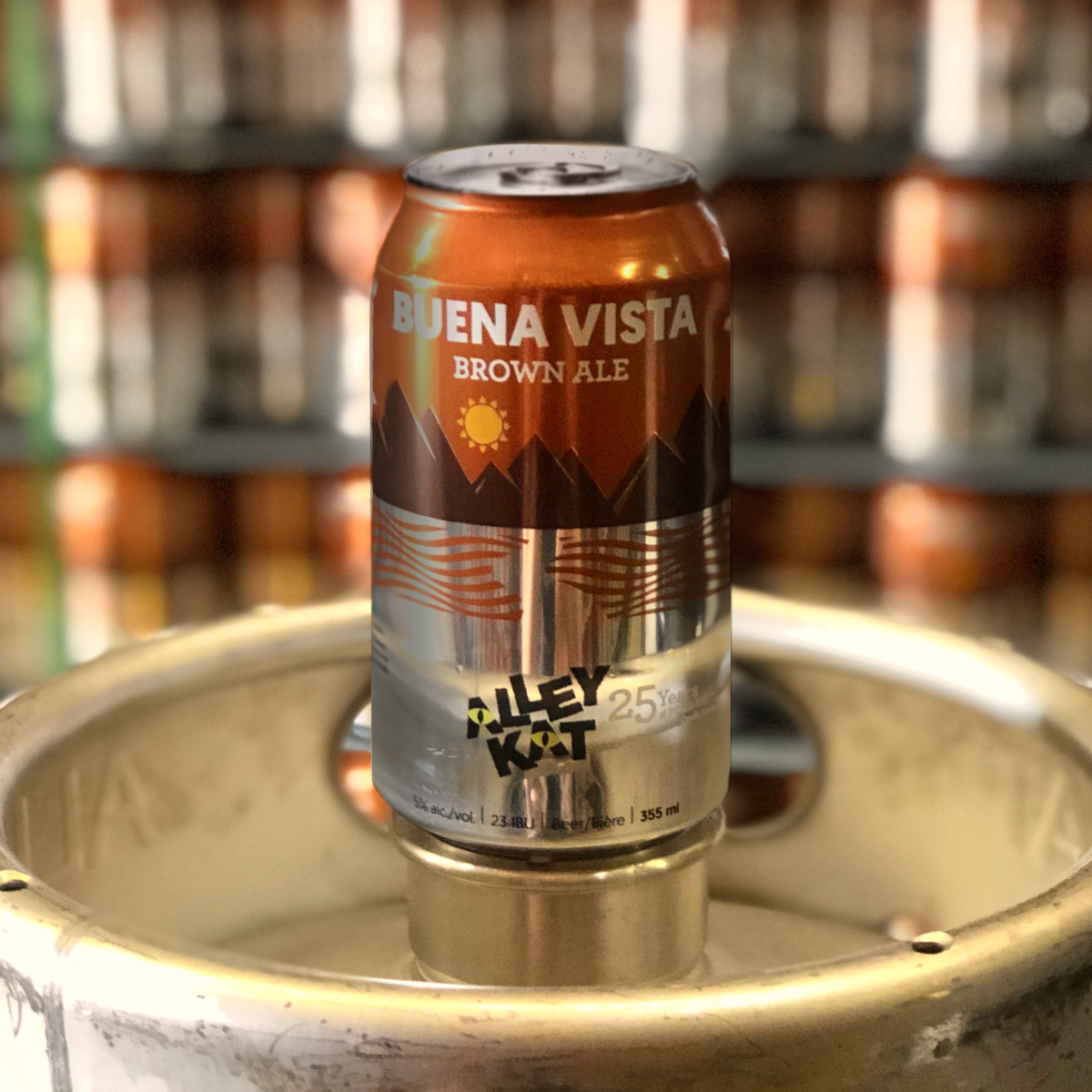 Alley Kat’s new cans, Buena Vista Brown Ale.