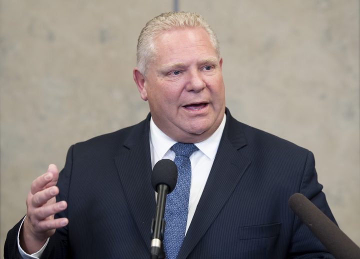 Premier of Ontario Doug Ford speaks with the media following a meeting with the prime minister Friday, Nov. 22, 2019 in Ottawa.
