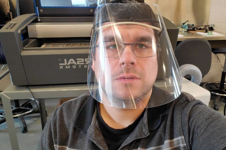 Georgian College's research and innovation team produced more than 600 face shields this week that were donated to RVH.