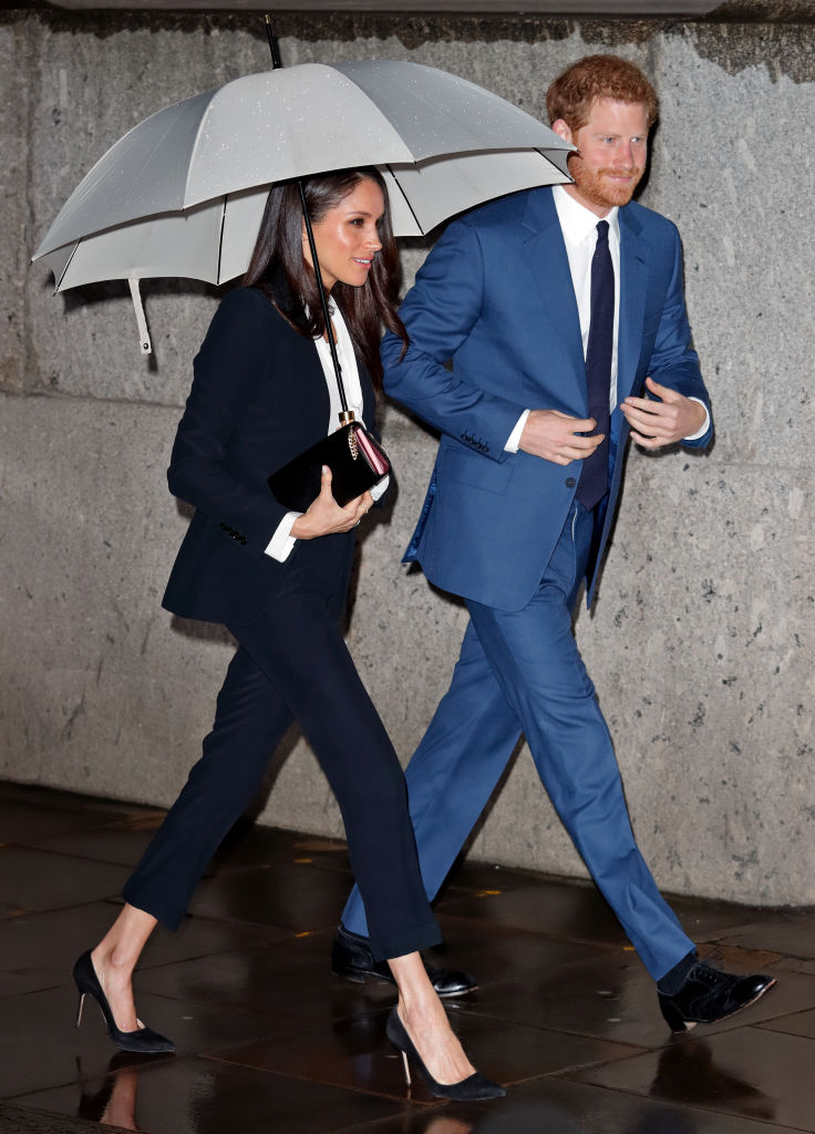 Prince Harry and then-fiancée Meghan Markle attend the Endeavour Fund Awards ceremony at Goldsmiths’ Hall on Feb. 1, 2018 in London, England.
