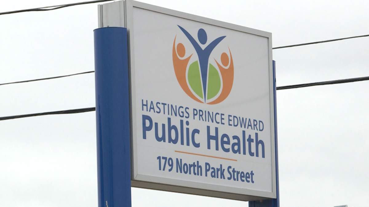 The Hastings Prince Edward Public Health sign at the offices in Belleville.