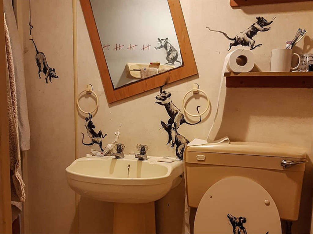 Banksy's work-from-home art during the coronavirus lockdown.