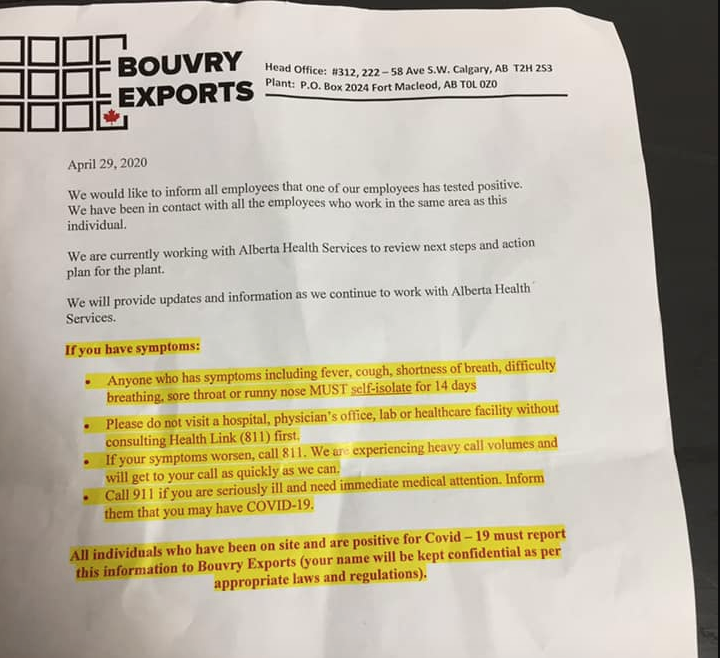 Employee at Fort Macleod processing plant tests positive for COVID-19 - image