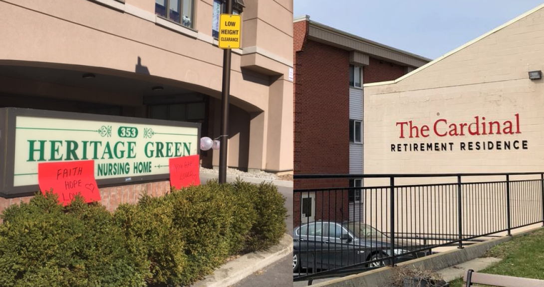 A third resident at Heritage Green nursing home has died from COVID-19, while seven residents at Cardinal Retirement Residence have been hospitalized.