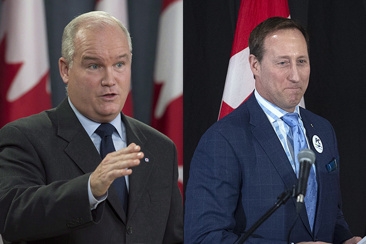 Tory leadership candidates Erin O'Toole and Peter MacKay appear in file photos.