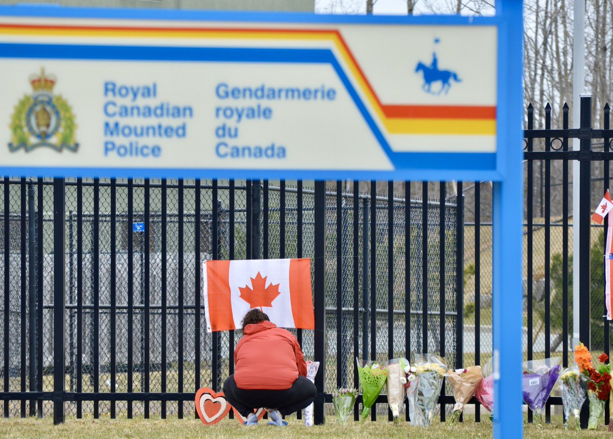 A memorial is set up in Nova Scotia to honour the 22 victims of the mass shooting that began in Portapique, N.S., on April 18 and ended in Enfield, N.S., on April 19.