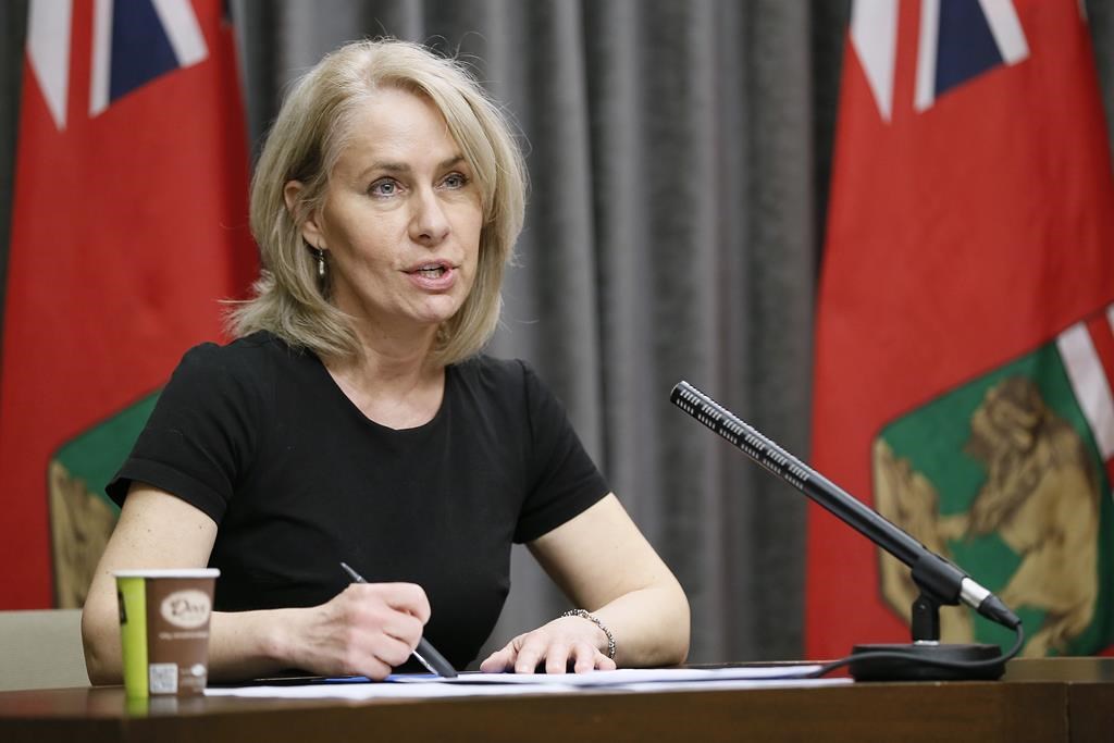 Lanette Siragusa, chief nursing officer for Shared Health Manitoba, speaks during a COVID-19 update at the Manitoba legislature. Siragusa says significant progress has been made in collective bargaining between the MNU and the province. THE CANADIAN PRESS/John Woods.