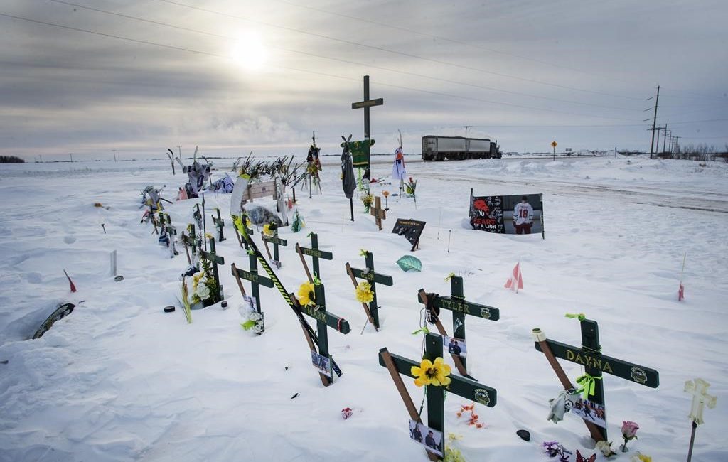 Sixteen people were killed and thirteen were injured when a semi-truck ran a stop sign at a rural intersection and hurtled into the path of the Broncos bus on April 6, 2018.