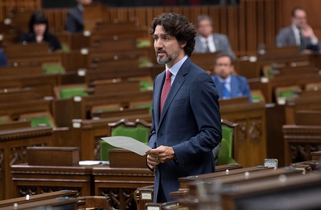Prime Minister Justin Trudeau responds to a question during Question Period in the House of Commons on Parliament Hill Tuesday May 26, 2020 in Ottawa. THE CANADIAN PRESS/Adrian Wyld.
