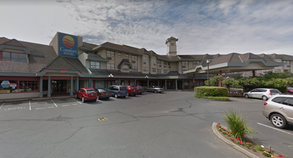 The province has purchased the Comfort Inn at 3020 Blanshard Street in Victoria to temporarily house residents of two area homeless camps. 