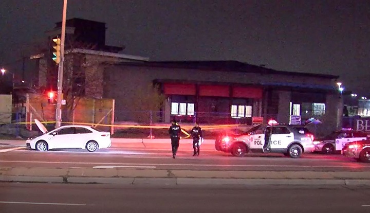 A photo of police at the scene in Etobicoke.