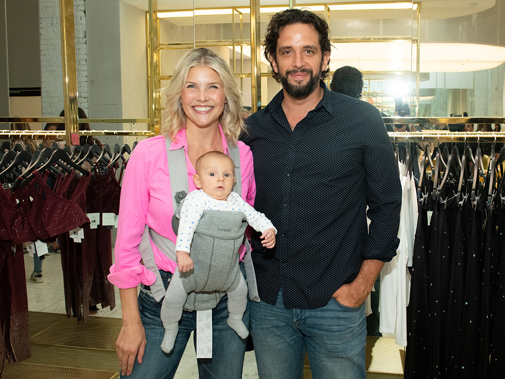 Amanda Kloots and Nick Cordero attend the Beyond Yoga x Amanda Kloots Collaboration Launch Event on Aug. 27, 2019 in New York City with their son Elvis.