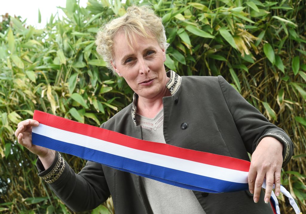 Marie Cau, first transgender woman elected as mayor in France, poses on May 24, 2020 in Tilloy-lez-Marchiennes, one day after being elected by the city council.