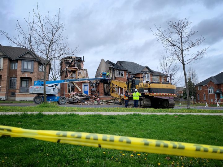 Crews at the scene of the fire on Monday.