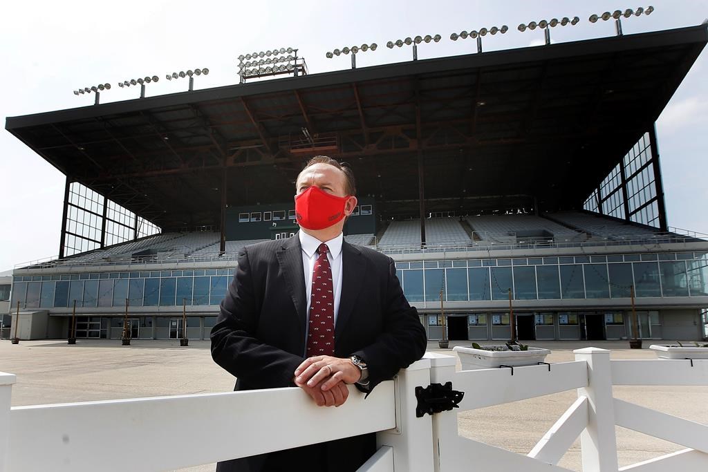 Darren Dunn, chief executive officer, is photographed at the track at Assiniboia Downs in Winnipeg Monday, May 25, 2020.