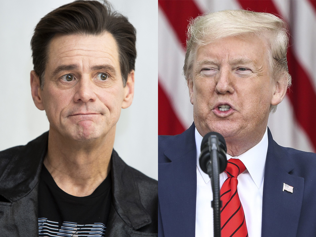 (L-R) Jim Carrey and U.S. President Donald Trump.