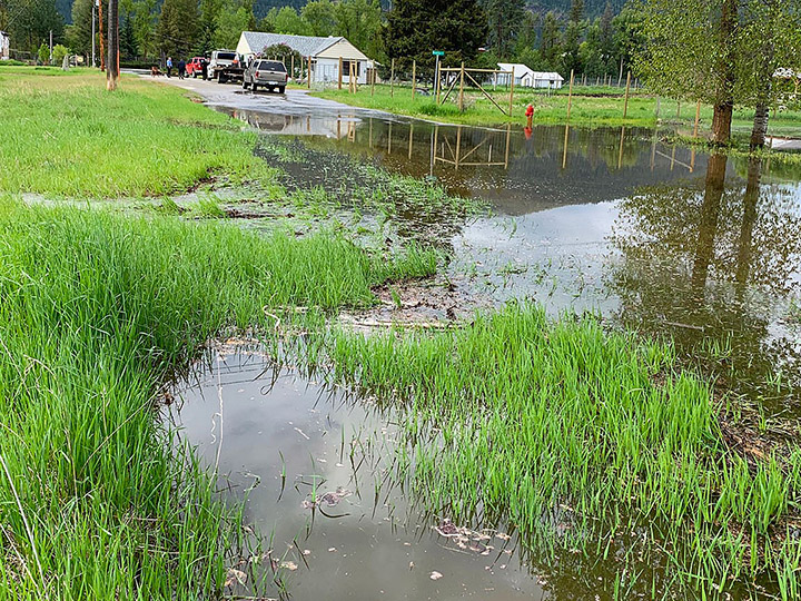 The Regional District of Kootenay Boundary says high rainfall has resulted in Kettle River flowing across Beatrice Road near Grand Forks, B.C.