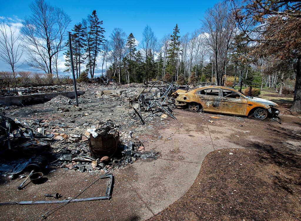 A fire-destroyed property registered to Gabriel Wortman at 200 Portapique Beach Road is seen in Portapique, N.S. on Friday, May 8, 2020.