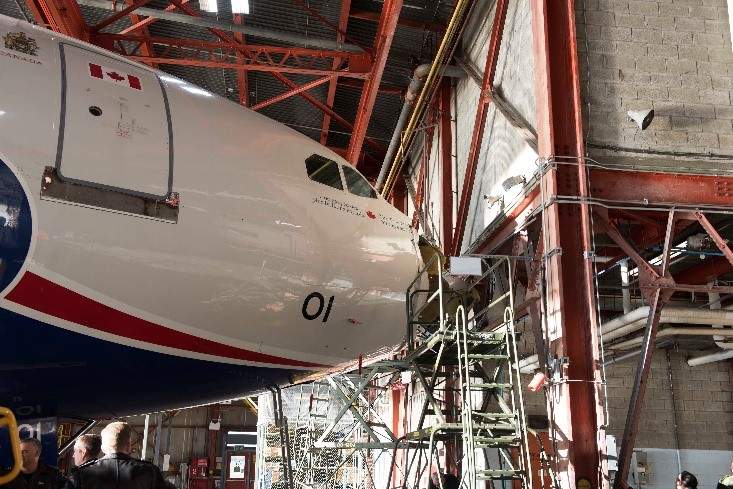 Pictured: The Airbus CC-150 Polaris known as "01" with structural damage to the nose.